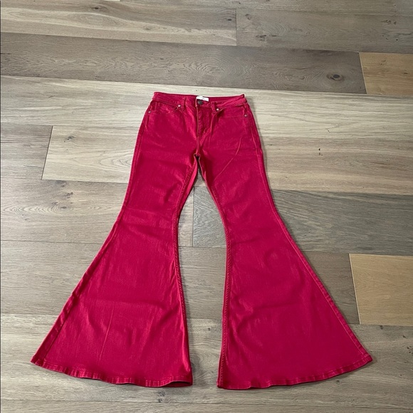 Shyanne Red Flare Bell Bottoms Denim Jeans Hippie Western Country Women's 30 - Picture 4 of 15